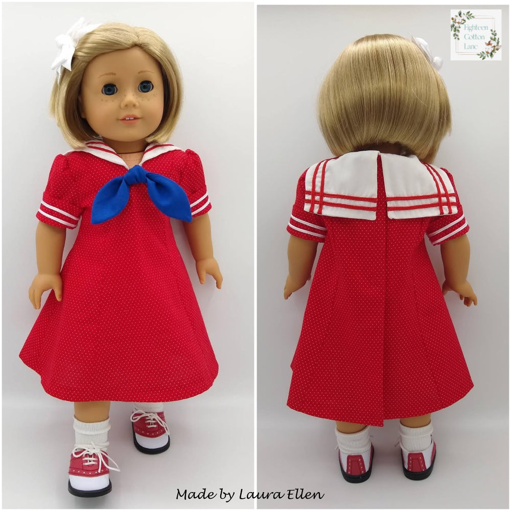 Eighteen Cotton Lane 18 Inch Historical Let's Salute the Navy! 18" Doll Clothes Pattern Pixie Faire