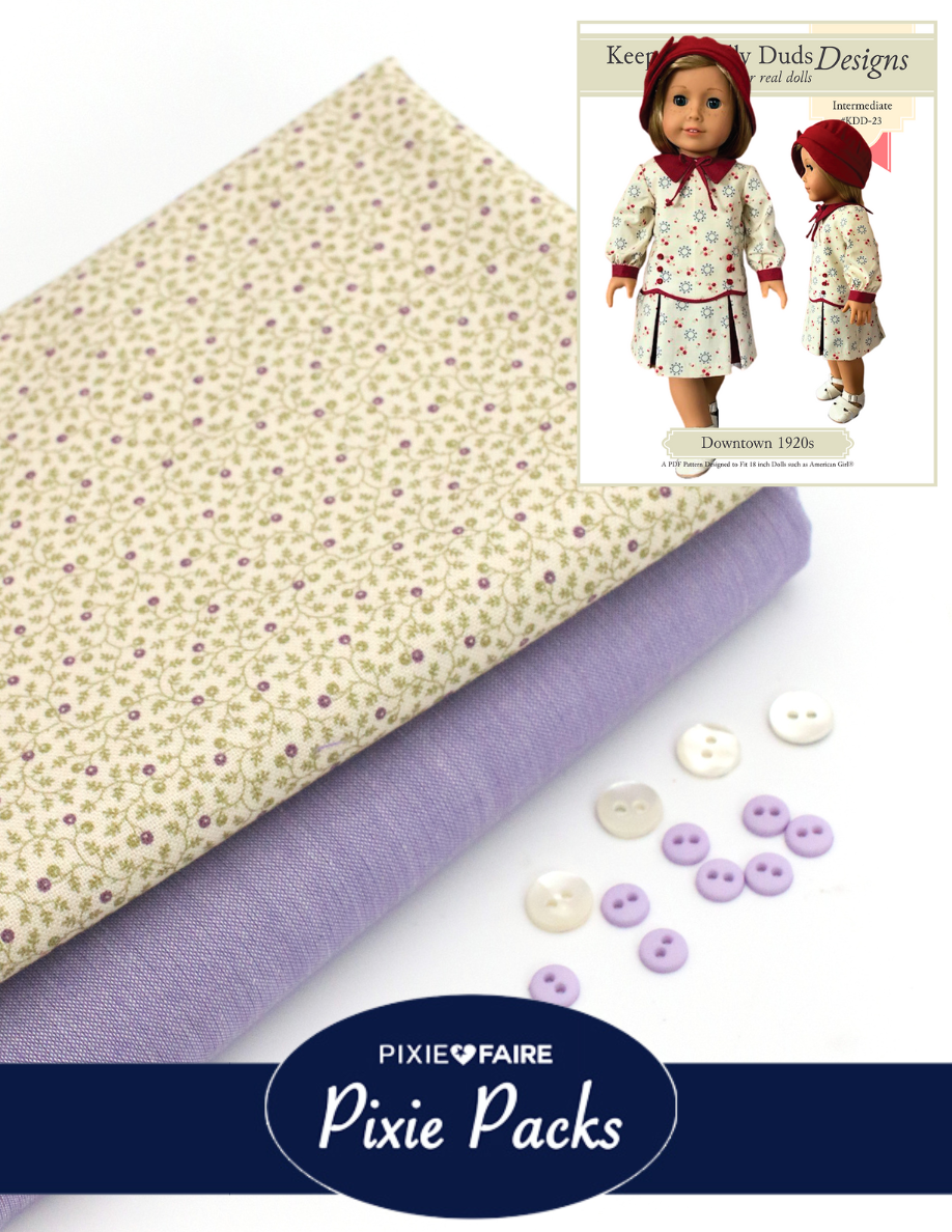 Pixie Faire Pixie Packs Pixie Packs - Downtown 1920s Lavender & Sage - Sewing Kit Pixie Faire