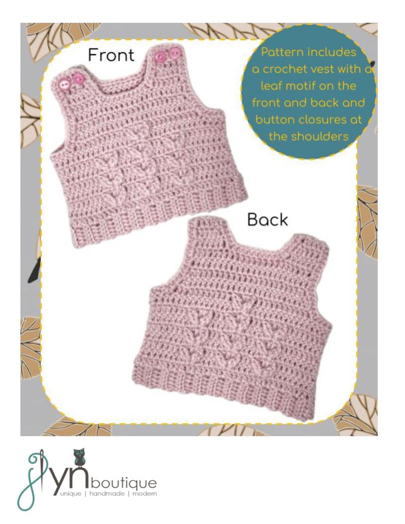 J Lyn Boutique Crochet Leafy Layers Vest 18" Doll Clothes Crochet Pattern Pixie Faire