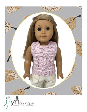 J Lyn Boutique Crochet Leafy Layers Vest 18" Doll Clothes Crochet Pattern Pixie Faire