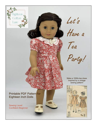 Eighteen Cotton Lane BOGO 18 Inch Historical Let's Have a Tea Party! 18" Doll Clothes Pattern Pixie Faire