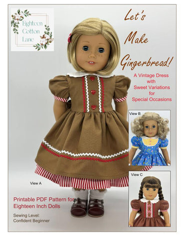 Eighteen Cotton Lane 18 Inch Historical Let's Make Gingerbread! 18" Doll Clothes Pattern Pixie Faire