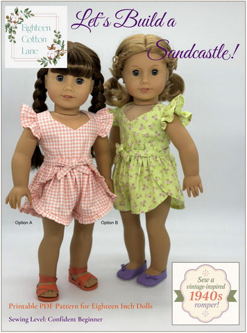 Eighteen Cotton Lane 18 Inch Historical Let's Build a Sandcastle! 18" Doll Clothes Pattern Pixie Faire