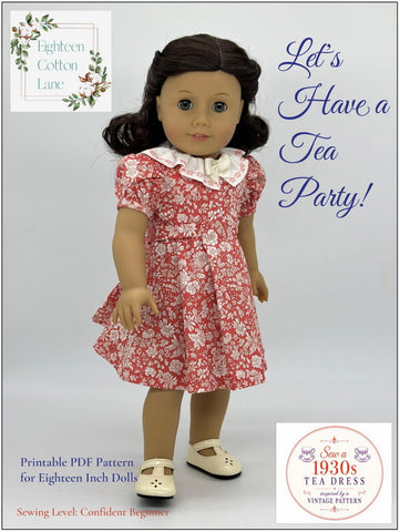 Eighteen Cotton Lane 18 Inch Historical Let's Have a Tea Party! 18" Doll Clothes Pattern Pixie Faire