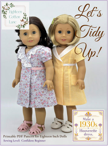 Eighteen Cotton Lane 18 Inch Historical Let's Tidy Up! 18" Doll Clothes Pattern Pixie Faire