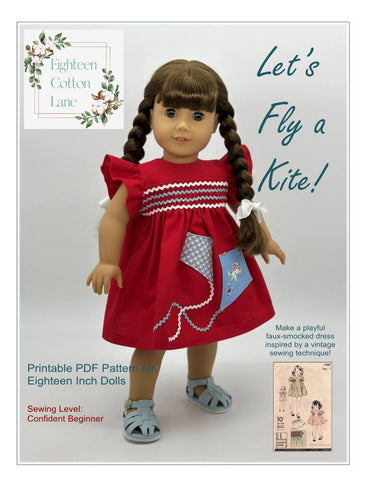 Eighteen Cotton Lane 18 Inch Historical Let's Fly a Kite! 18" Doll Clothes Pattern Pixie Faire
