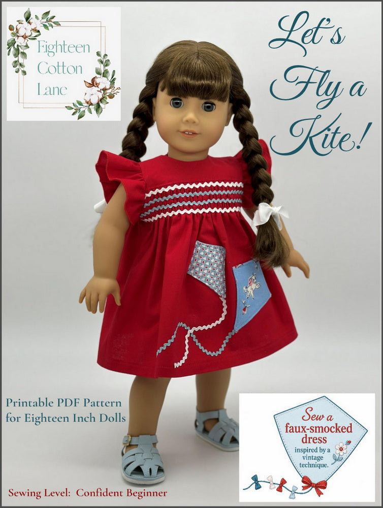 Eighteen Cotton Lane 18 Inch Historical Let's Fly a Kite! 18" Doll Clothes Pattern Pixie Faire