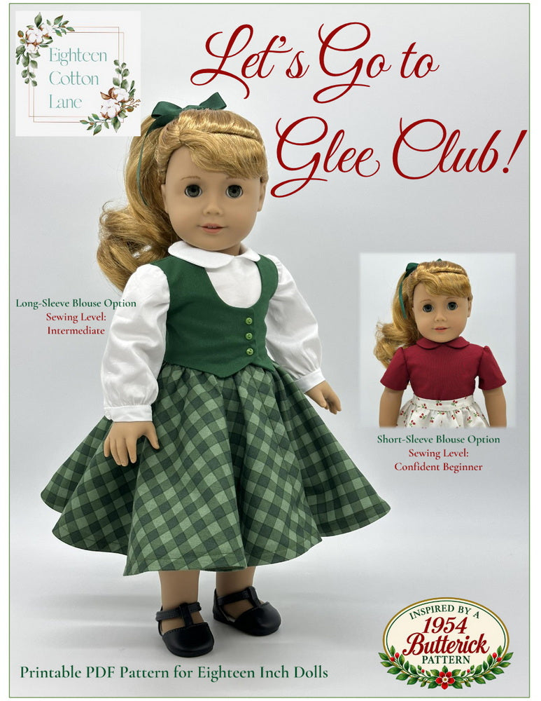 Eighteen Cotton Lane 18 Inch Historical Let's Go to Glee Club! 18" Doll Clothes Pattern Pixie Faire