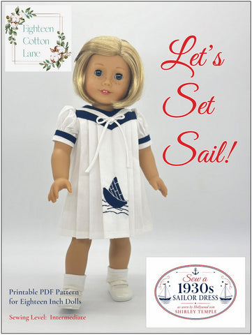Eighteen Cotton Lane 18 Inch Historical Let's Set Sail! 18" Doll Clothes Pattern Pixie Faire