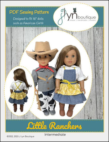 J Lyn Boutique BOGO 18 Inch Modern Little Ranchers 18" Doll Clothes Pattern Pixie Faire