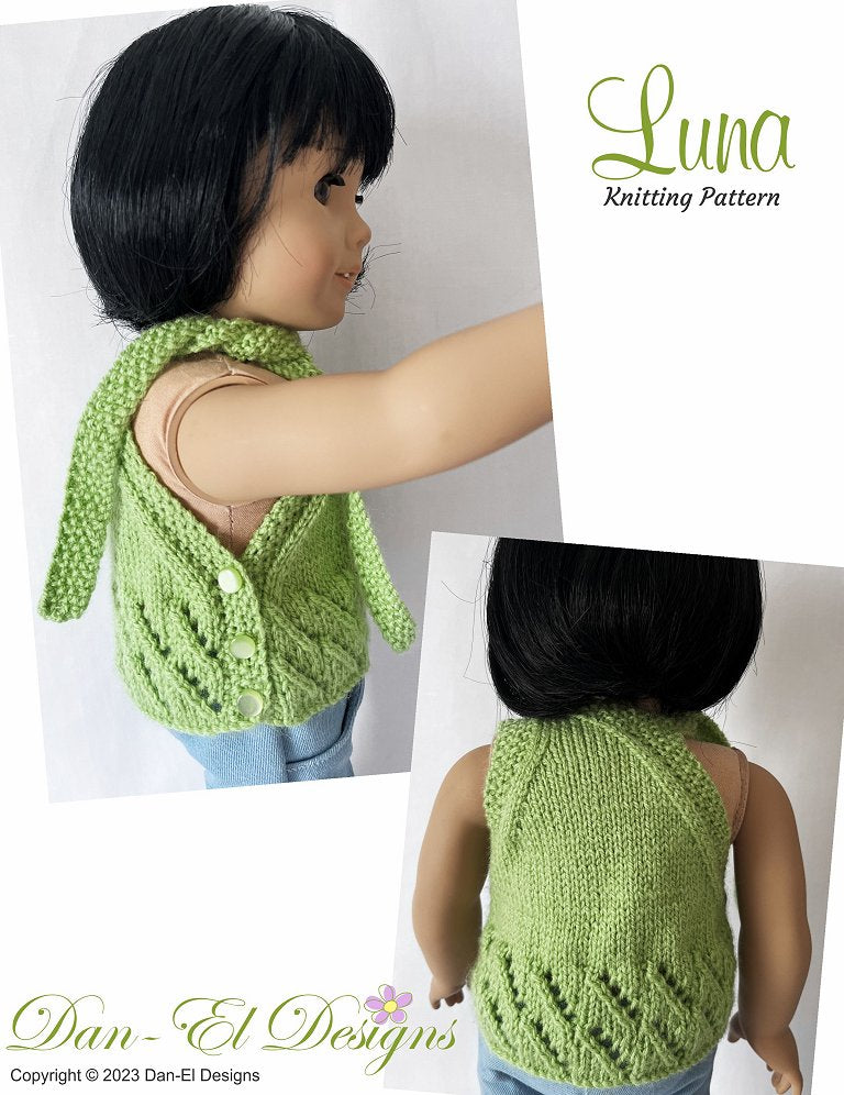 Dan-El Designs Knitting Luna 18" Doll Knitting Pattern Pixie Faire