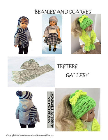 Marinda Creations Knitting Beanies and Scarves 18" Doll Clothes Knitting Pattern Pixie Faire