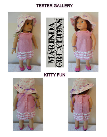 Marinda Creations Knitting Spring Time Outfit Dress and Hat 18" Doll Knitting Pattern Pixie Faire