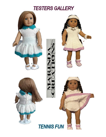 Marinda Creations Knitting Tennis Fun 18" Doll Knitting Pattern Pixie Faire