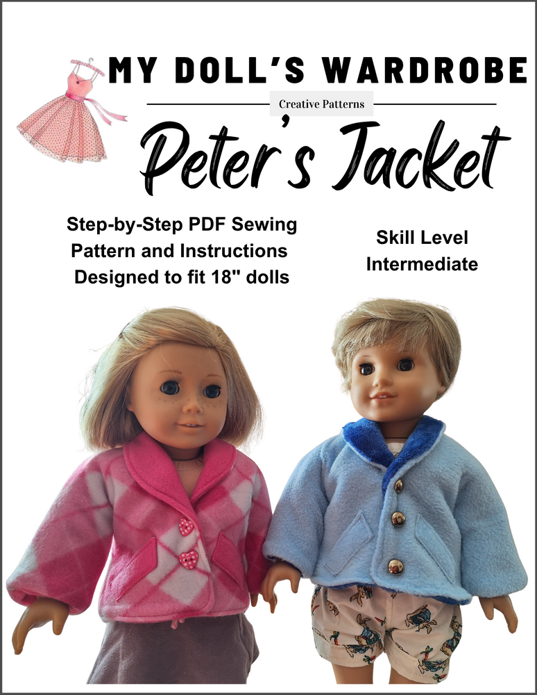My Doll's Wardrobe 18 inch Boy Doll Peter's Jacket 18" Doll Clothes Pattern Pixie Faire