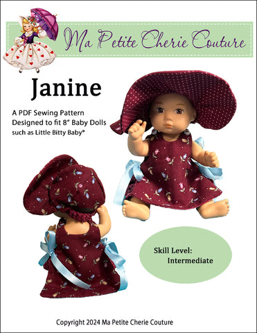 Mon Petite Cherie Couture 8" Baby Dolls Janine 8" Baby Doll Clothes Pattern Pixie Faire