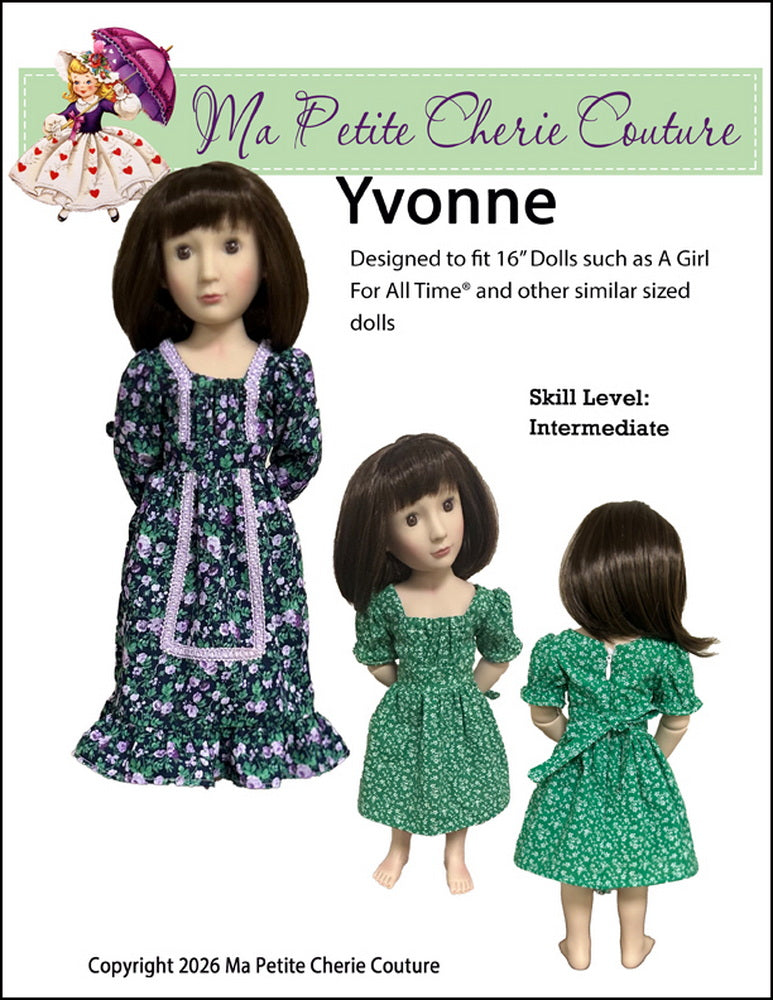 Mon Petite Cherie Couture A Girl For All Time Yvonne 16" Doll Clothes Pattern For A Girl For All Time Pixie Faire