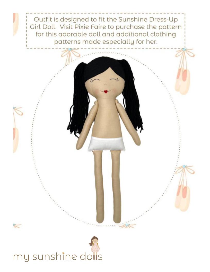 My Sunshine Dolls Cloth doll Ballet Recital for 23" Sunshine Dress-Up Girl Dolls Pixie Faire