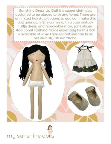 My Sunshine Dolls Cloth doll Sunshine Dress-Up Girl Doll 23" Cloth Doll Pattern Pixie Faire