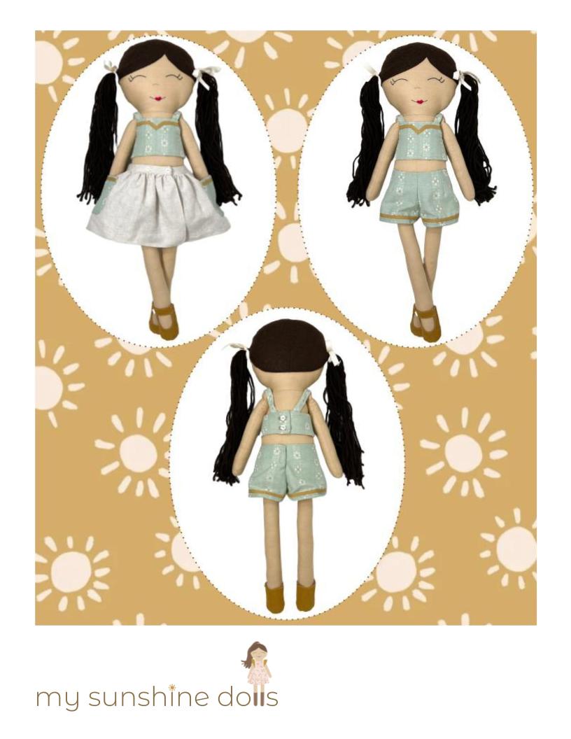 My Sunshine Dolls Cloth doll The Gidget Sunsuit for 23" Sunshine Dress-Up Girl Dolls Pixie Faire
