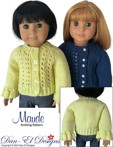 Dan-El Designs Knitting Maude 18" Doll Clothes Knitting Pattern Pixie Faire