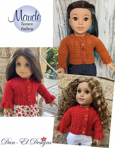 Dan-El Designs Knitting Maude 18" Doll Clothes Knitting Pattern Pixie Faire