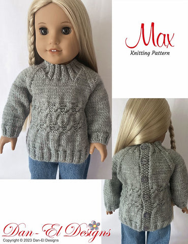 Dan-El Designs Knitting Max 18" Doll Clothes Knitting Pattern Pixie Faire