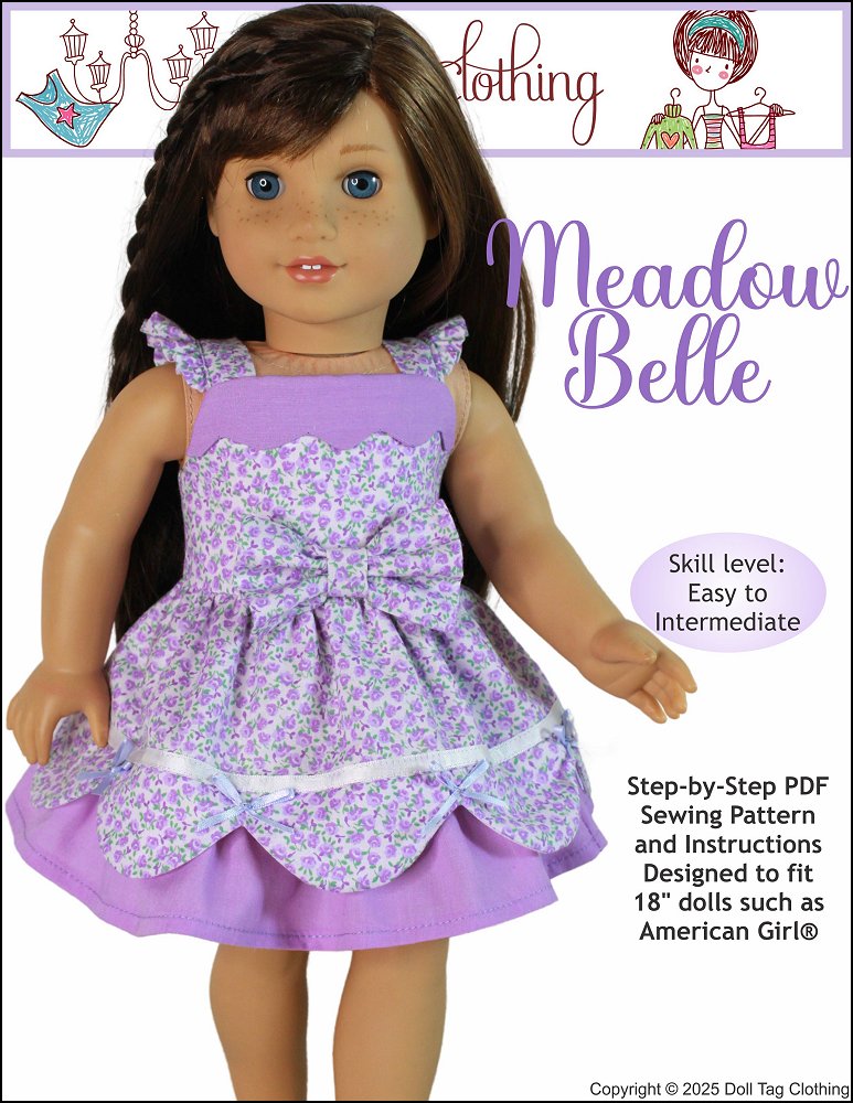 Doll Tag Clothing 18 Inch Modern Meadow Belle Dress 18" Doll Clothes Pattern Pixie Faire