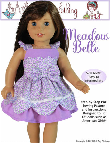 Meadow Belle Dress 18" Doll Clothes Pattern