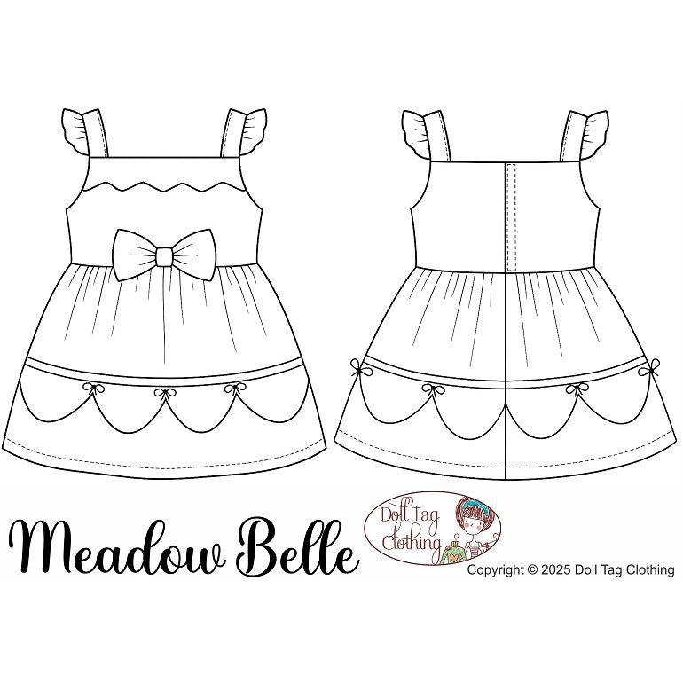 Doll Tag Clothing 18 Inch Modern Meadow Belle Dress 18" Doll Clothes Pattern Pixie Faire