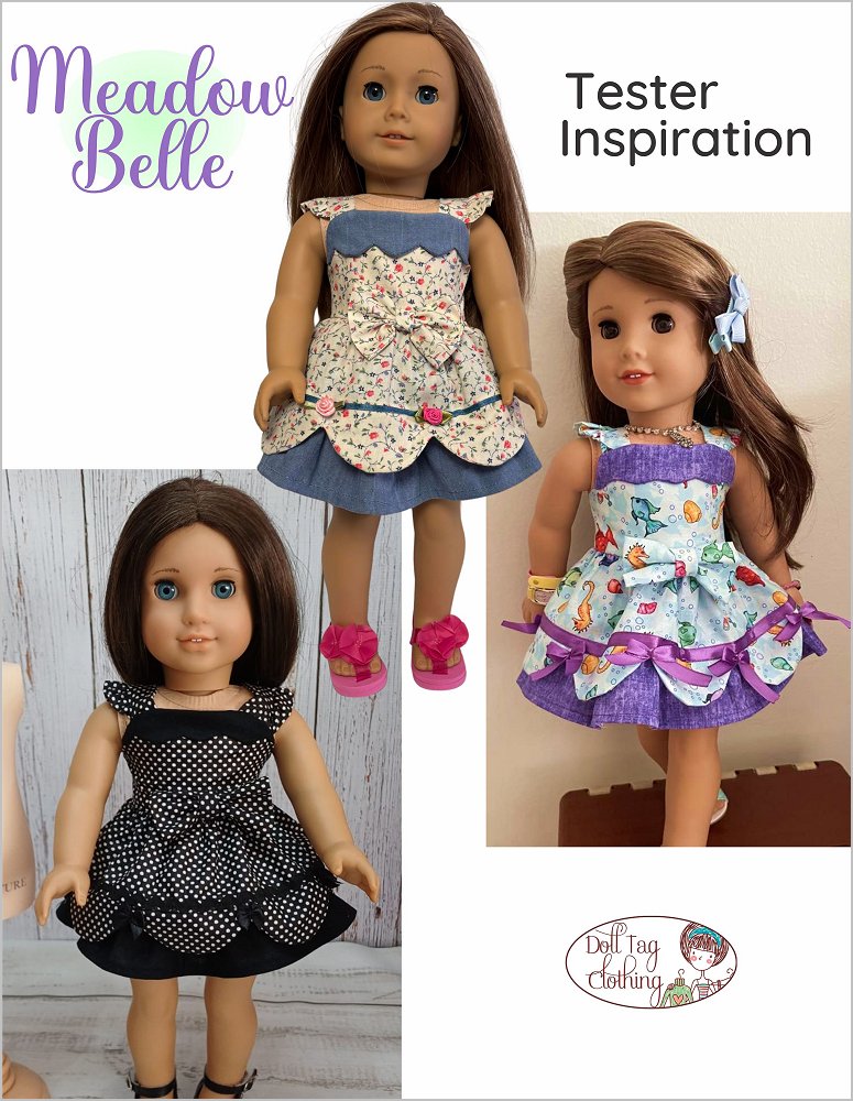 Doll Tag Clothing 18 Inch Modern Meadow Belle Dress 18" Doll Clothes Pattern Pixie Faire