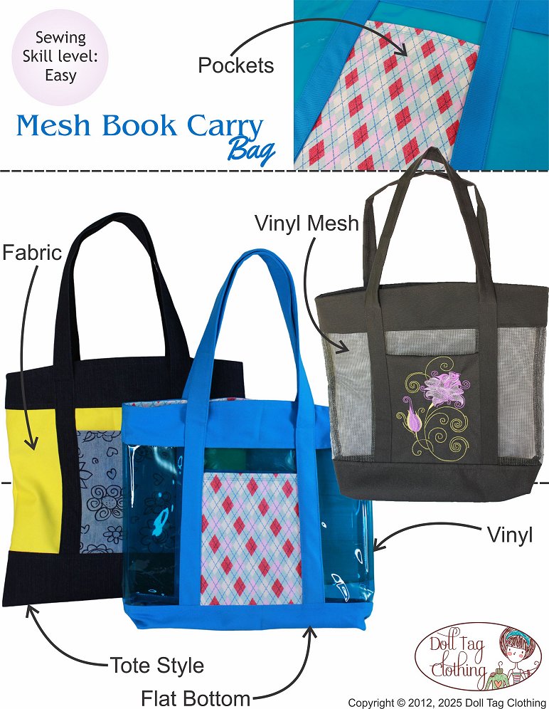 Doll Tag Clothing Girls Mesh Book Bag Accessory Pattern for Boys and Girls Pixie Faire