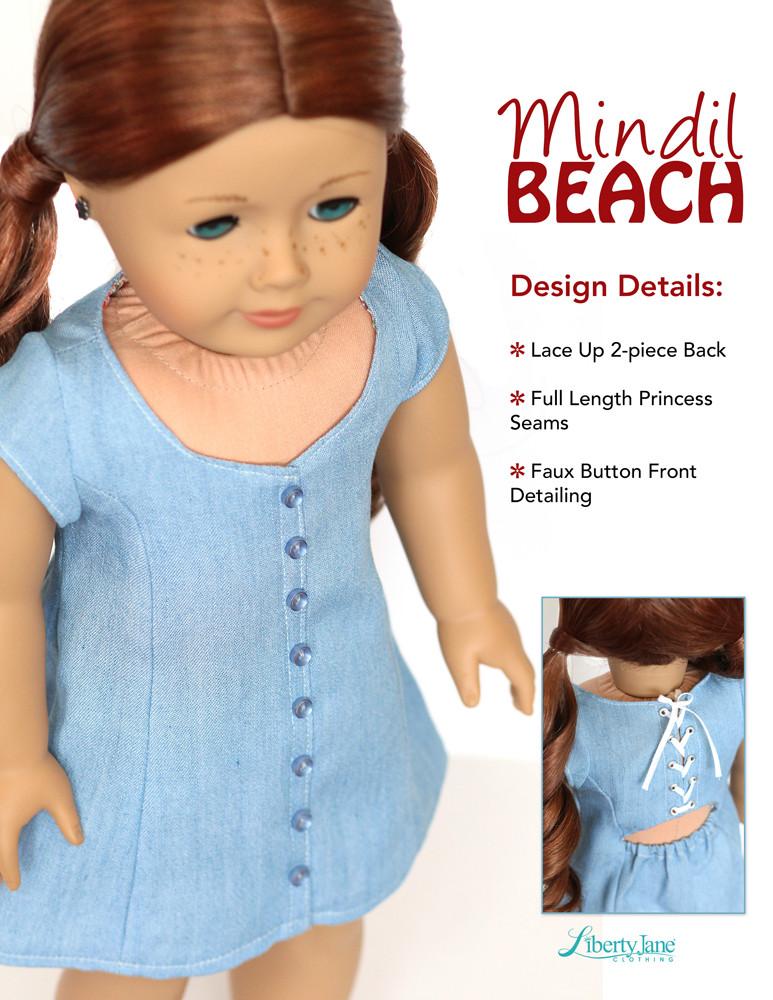 Liberty Jane 18 Inch Modern SWC 2024 Bonus Mindil Beach Dress 18" Doll Clothes Pattern Pixie Faire