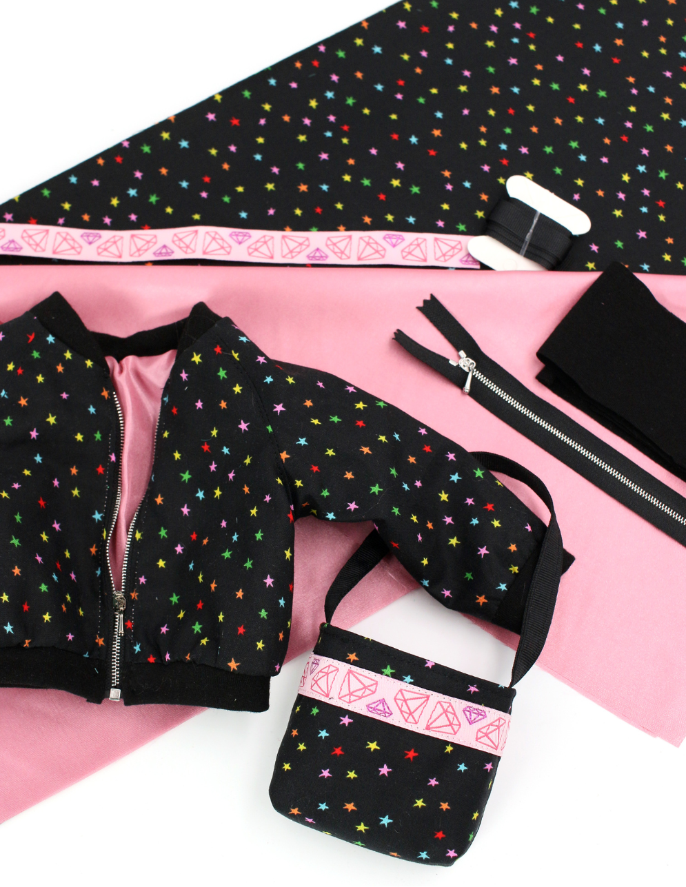 Pixie Faire Pixie Packs Pixie Pack - Mini Starry Rainbow Ruby Star -  Aviator Jacket & Tote Bag Pixie Faire