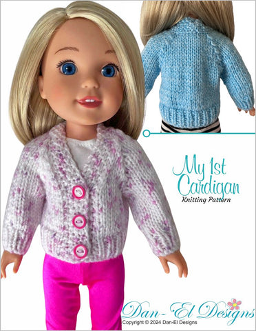 Dan-El Designs Knitting My 1st Cardigan 14-14.5" Doll Clothes Knitting Pattern Pixie Faire