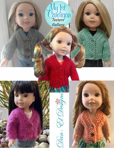 Dan-El Designs Knitting My 1st Cardigan 14-14.5" Doll Clothes Knitting Pattern Pixie Faire