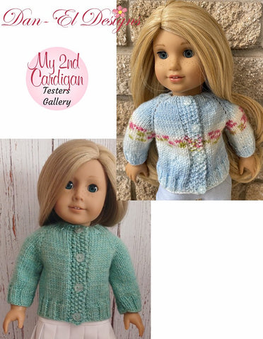 Dan-El Designs Knitting My 2nd Cardigan 18" Doll Clothes Knitting Pattern Pixie Faire