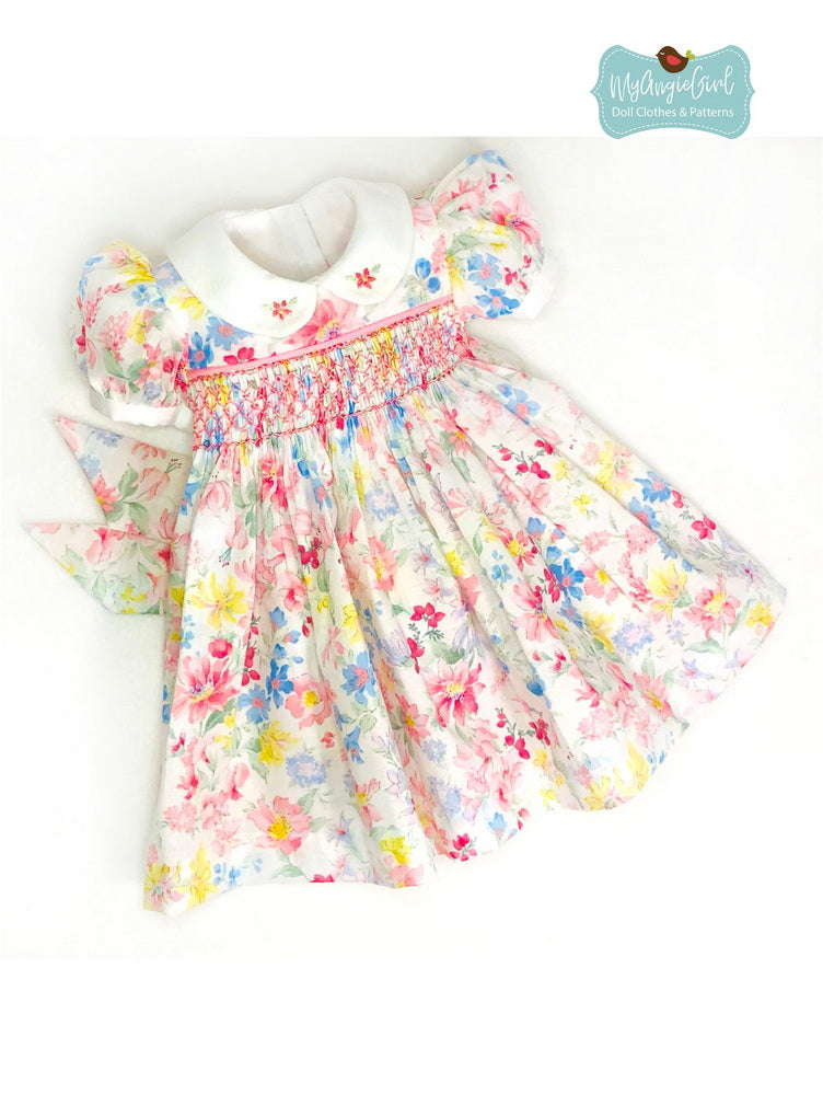 My Angie Girl 18 Inch Modern Classic Yoke Dress 18" Doll and 15" Baby Doll Clothes Pattern Pixie Faire