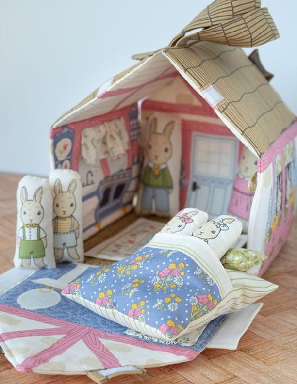 My Secret Garden Bunny Cottage Panel - Cloth Doll House Kit