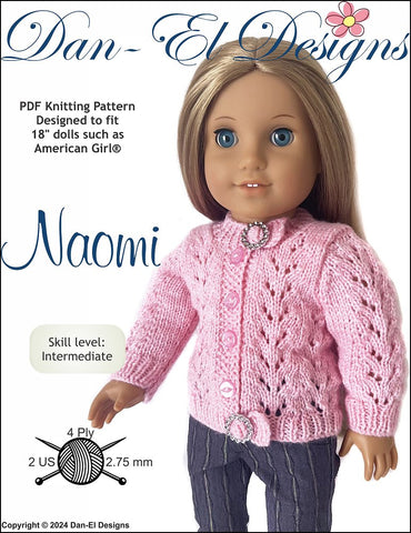 Dan-El Designs Knitting Naomi 18" Doll Clothes Knitting Pattern Pixie Faire