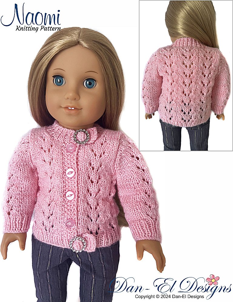 Dan-El Designs Knitting Naomi 18" Doll Clothes Knitting Pattern Pixie Faire