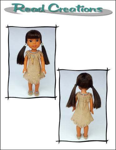 Read Creations WellieWishers Native American Dress 14.5" Doll Clothes Pattern Pixie Faire