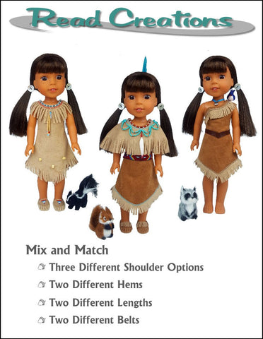 Read Creations WellieWishers Native American Dress 14.5" Doll Clothes Pattern Pixie Faire