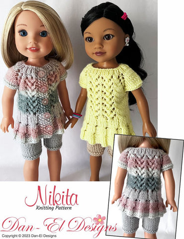 Dan-El Designs Knitting Nikita Knitted Top and Pants 14-15 inch Doll Clothes Knitting Pattern Pixie Faire