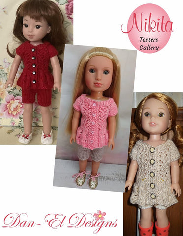 Dan-El Designs Knitting Nikita Knitted Top and Pants 14-15 inch Doll Clothes Knitting Pattern Pixie Faire