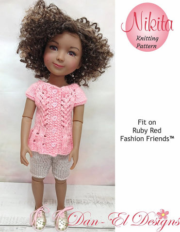 Dan-El Designs Knitting Nikita Knitted Top and Pants 14-15 inch Doll Clothes Knitting Pattern Pixie Faire