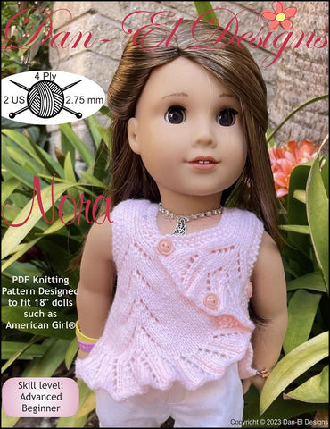 Dan-El Designs Knitting Nora 18" Doll Clothes Knitting Pattern Pixie Faire