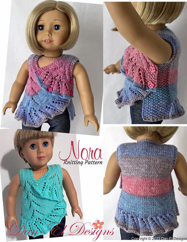 Dan-El Designs Knitting Nora 18" Doll Clothes Knitting Pattern Pixie Faire