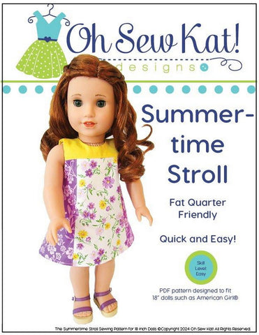 Oh Sew Kat 18 Inch Modern Summertime Stroll 18" Doll Clothes Pattern Pixie Faire