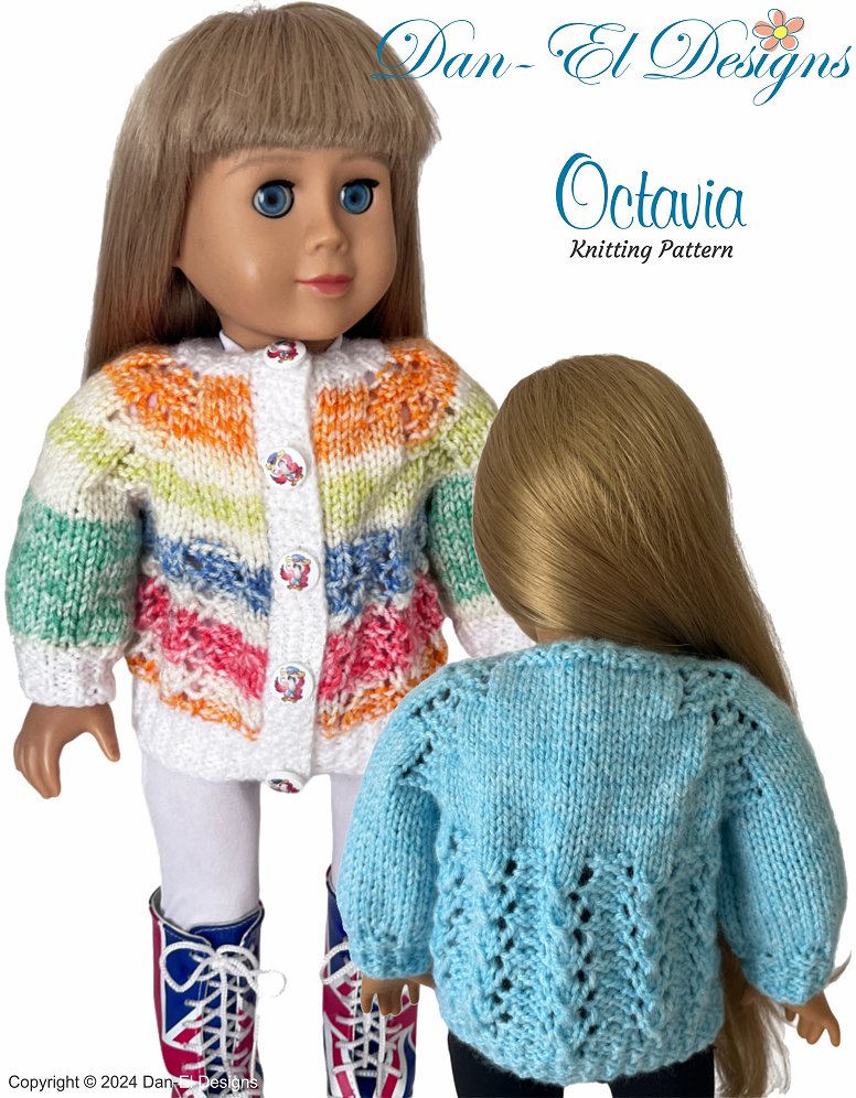 Dan-El Designs Knitting Octavia 18" Doll Clothes Knitting Pattern Pixie Faire